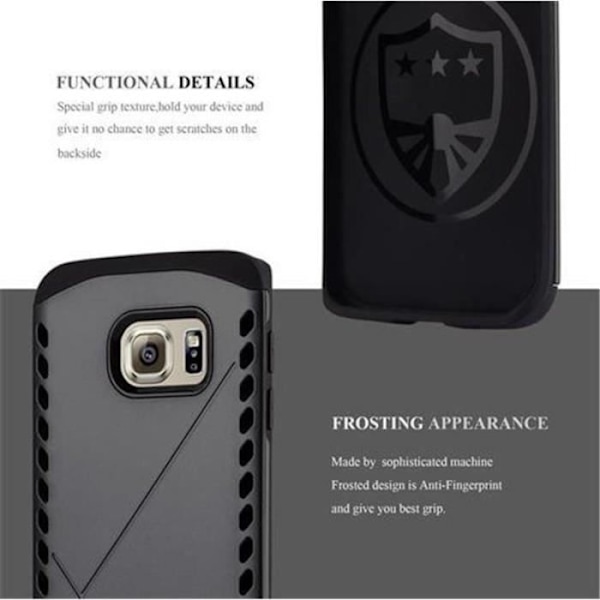 Cadorabo Fodral till Samsung Galaxy S6 EDGE, GUARDIAN GREY Design HYBRID TPU Gel Silicon Hard case