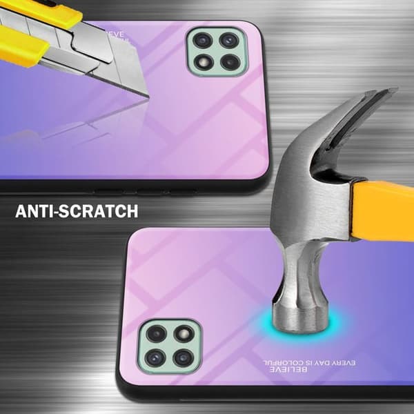 Fodral för Samsung Galaxy A22 5G i ROSA - BLÅ Stötsäker Bicolor design Svart