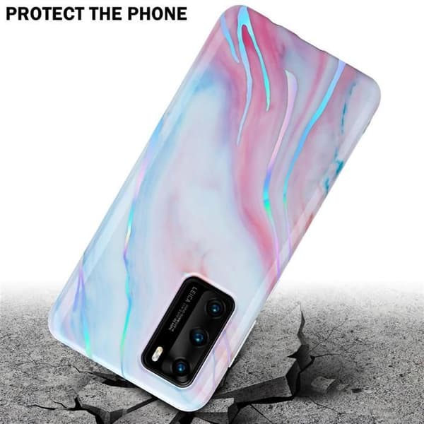 Skal för Huawei P40 i Vit Rosa Marmor Nr. 15 Skyddsetui Vit