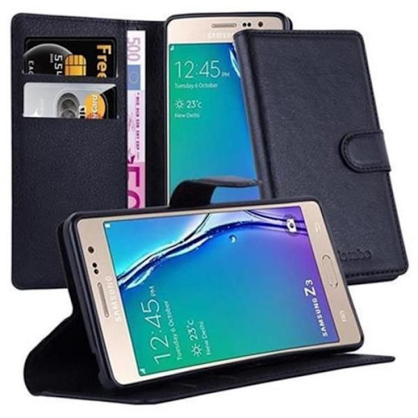 Cadorabo Samsung Galaxy Z3 SVART skalskydd Fullt skyddande magnetlås (stöder stativ och kortplats)