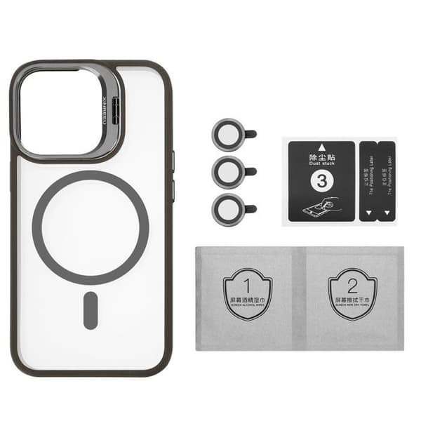 iPhone 15 PRO MAX-fodral i GRÅ MagSafe-kompatibel Stötsäker skydd Grå