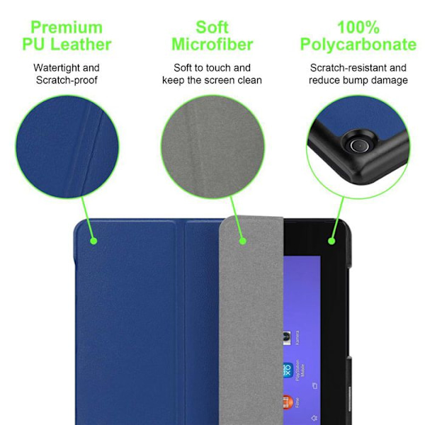 Etui för Sony Xperia Tablet Z2 (10.1 Zoll) Fodral i MÖRKBLA KJOL Tabletfodral Skydd Auto Wake Up Blå