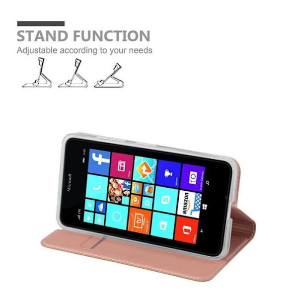 Nokia Lumia 640 Fodral i CLASSY ROSE GOLD från Cadorabo (MATTE METALLIC Design) Fullt skyddsfodral med flip-skydd och