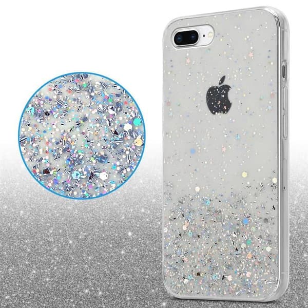 Transparent skal för iPhone 7 PLUS / 7S PLUS / 8 PLUS med glitter, skyddande design med glittrande effekt Vit