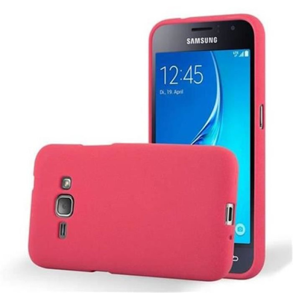 Fodral Samsung Galaxy J1 2016 FROST RÖD Cadorabo FROST TPU Silikonskydd Fodral Skydd Ultra Slim Fin Bumper