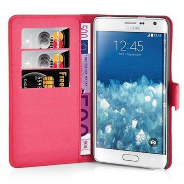 Cadorabo Fodral Samsung Galaxy NOTE EDGE RÖD Fodral Fodral Fullt skydd Magnetisk Stöder Stativkortplats