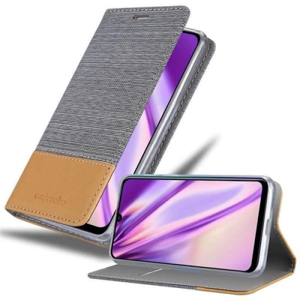 Fodral till Huawei P SMART PLUS - CADORABO - Grå - Läderimitation - Tygdesign - Stativfunktion Grå