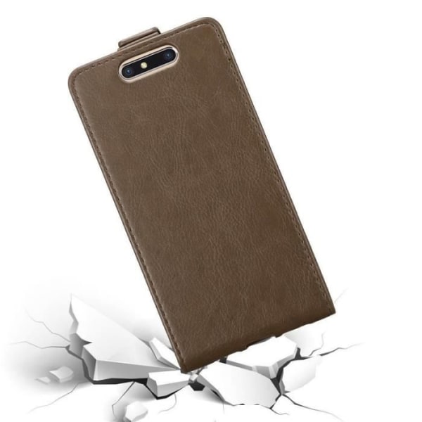 Coque - CADORABO - ZTE BLADE V8 - Syntetiskt läder - Brun - Magnetisk stängning kastanj