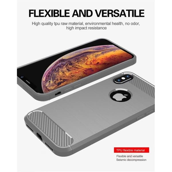 iPhone XS MAX Fodral BORSTAD GRÅ Kolfiber Design Grå