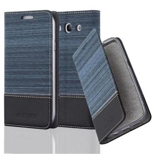Samsung Galaxy S3 - S3 NEO Fodral i MÖRKBLÅ SVART från Cadorabo (TYG-LÄDERDESIGN) Helt skyddsfodral med flipflik Mörkblå, svart