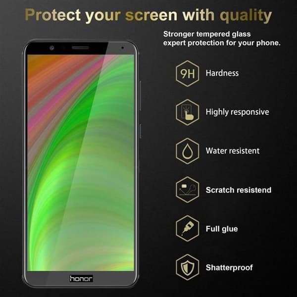3x Härdat Glas för Honor 7X Skärmskydd Svart