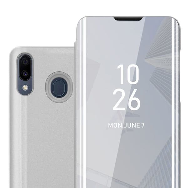 Skyddsfodral för Samsung Galaxy M20 i AGAT SILVER med spegel Grå