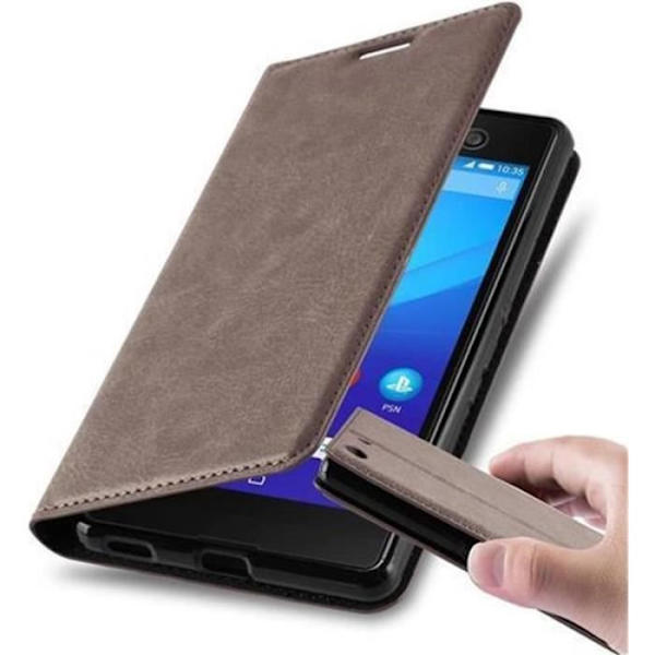 Sony Xperia M5-fodral i KAFFEBRUNT från Cadorabo (INVISIBLE MAGNETIC CLOSURE Design) Helt skyddsfodral med flipflik