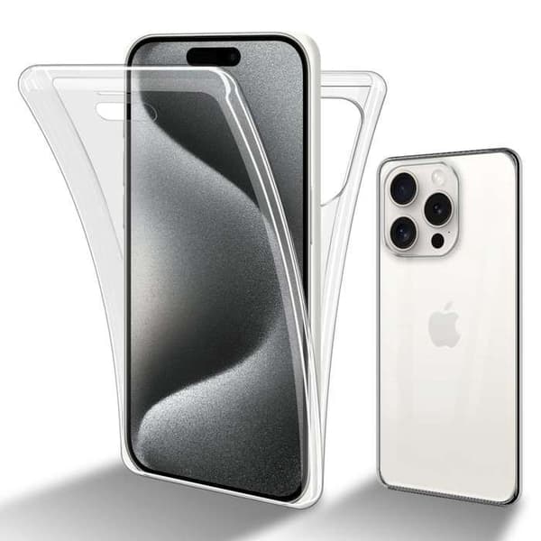Transparent skydd för iPhone 15 PRO, helskydd Vit