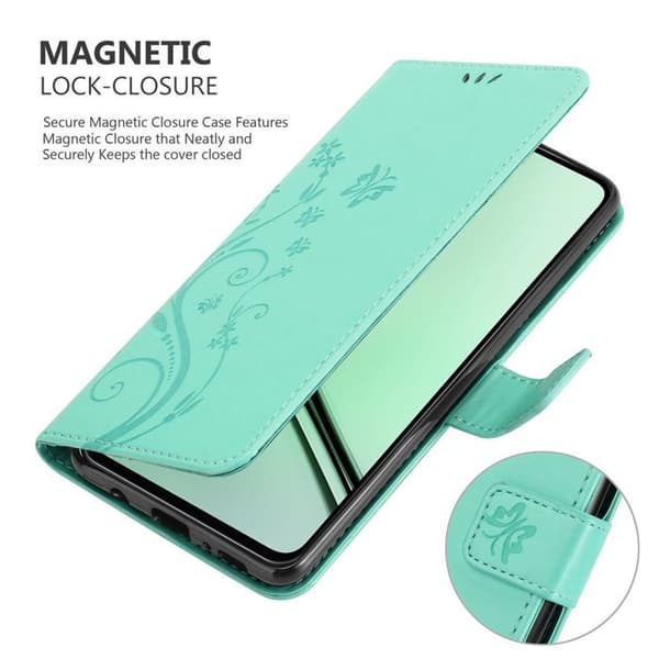 Fodral med lock för Realme Note 60 Etui i TURKOS BLOMMÖNSTER Skydd Design Blommig Plånbok Blå