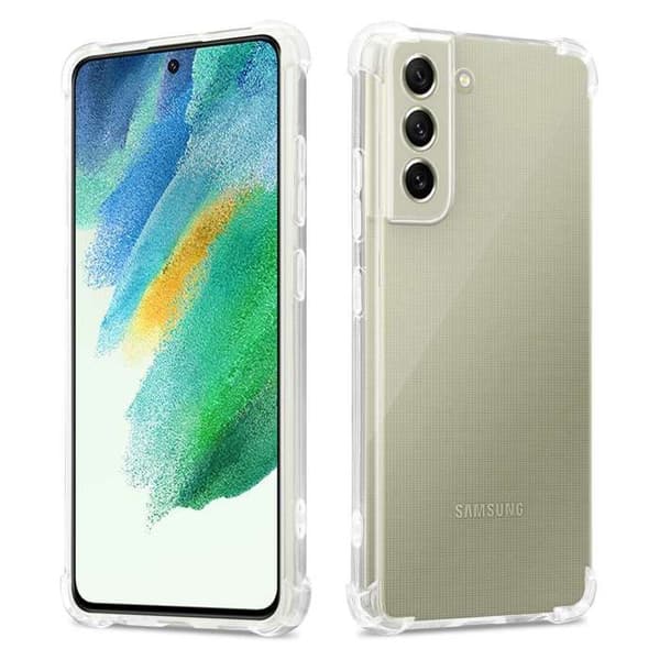 Transparent stötsäker silikonfodral för Samsung Galaxy S21 FE Vit