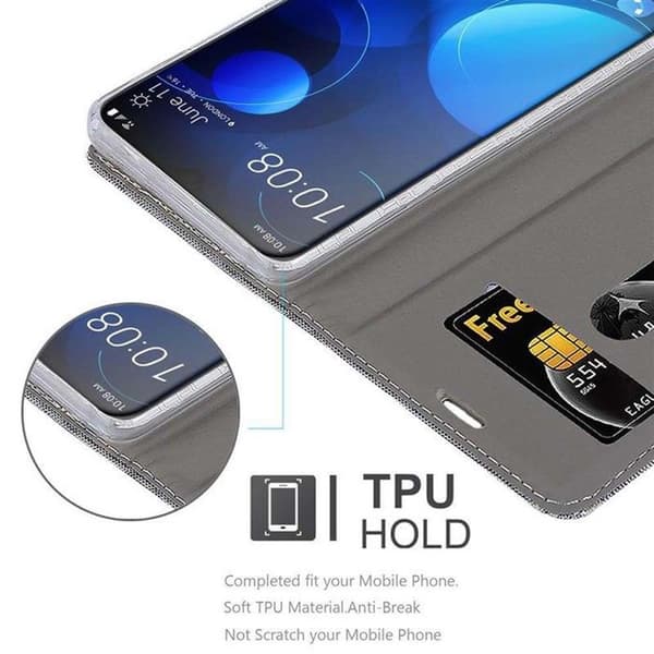 Skyddsfodral för HTC Desire 19 PLUS i LJUST GRÅTT BRUNT Etui Case Skydd Grå