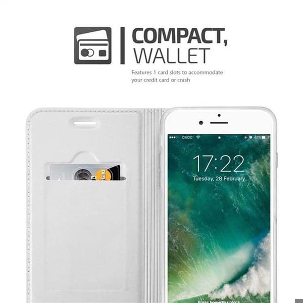 Flip-fodral för iPhone 7 PLUS / 7S PLUS / 8 PLUS Klassisk Silver Plånbok Stötsäker Grå