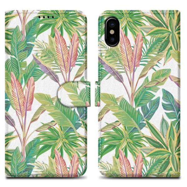Fodral för Apple iPhone X / XS Fodral i grön tropisk skog nr 8 Fodral Skydd Magnetisk stängning Plånbok Wa