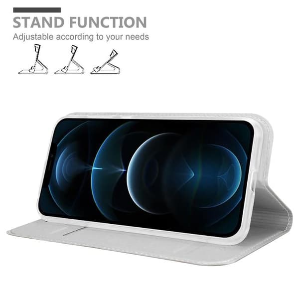 Flipfodral för iPhone 12 / 12 PRO Etui i KLASSISK SILVER Plånbok Stötsäker Grå