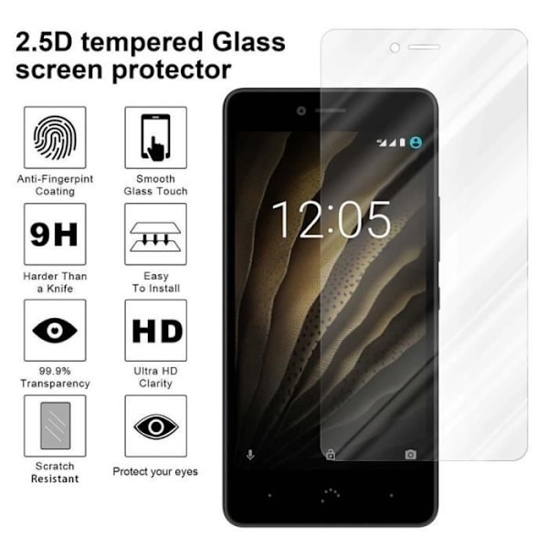 Skärmskydd - CADORABO - BQ Aquaris U - Härdat glas - Transparent - 0,3 mm Transparent