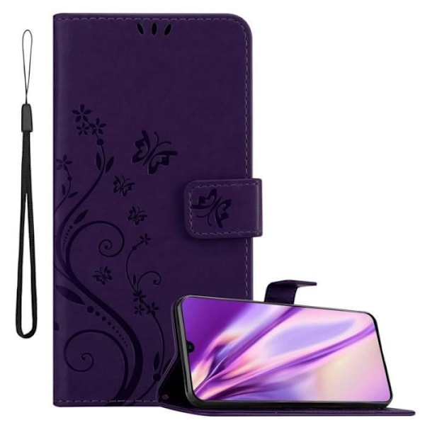 Fodral till Samsung Galaxy A70 - CADORABO - Lila - Imiterat läder - Blommönster - Stativfunktion Lila