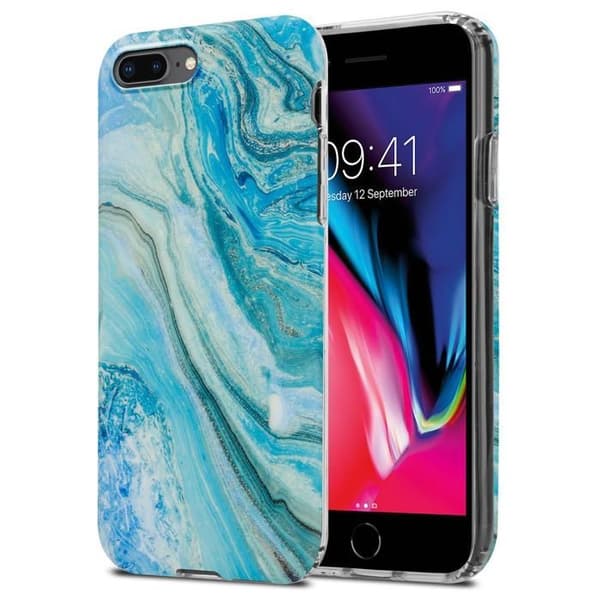 Skal för iPhone 7 PLUS / 7S PLUS / 8 PLUS i Blågrön Marmor Nr. 25 Skyddsetui Blå