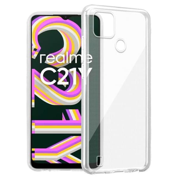 Transparent stötsäker silikonfodral för Realme C21Y / C25Y Vit