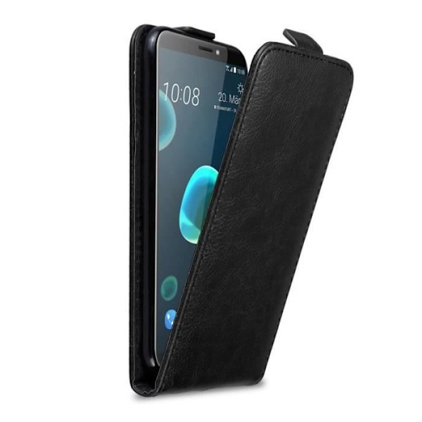 Coque - CADORABO - HTC Desire 12 PLUS - Syntetiskt läder - Magnetstängning - Fullständig skydd Svart