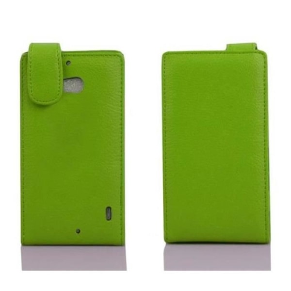 Cadorabo Nokia Lumia 930 DESIGN FLIP-stil Fodral Skal i konstläder Struktur PAPEGOTA GRÖN