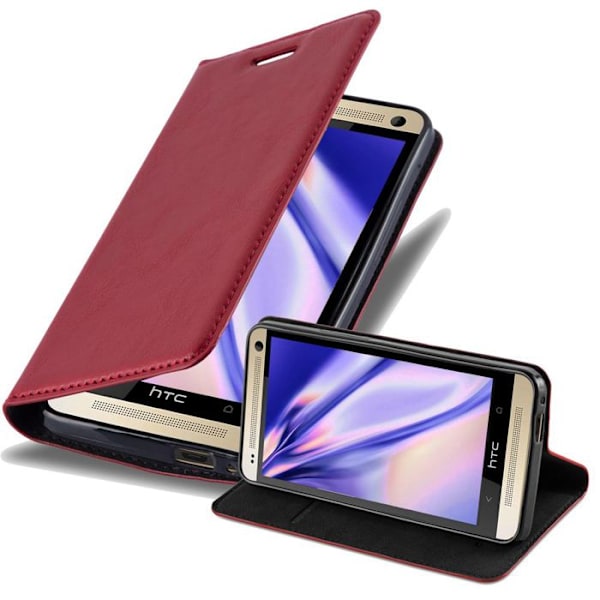 Coque för HTC ONE M7 Fodral i RÖD ÄPPLE Etui Case Cover Skydd Plånbok Wallet Röd