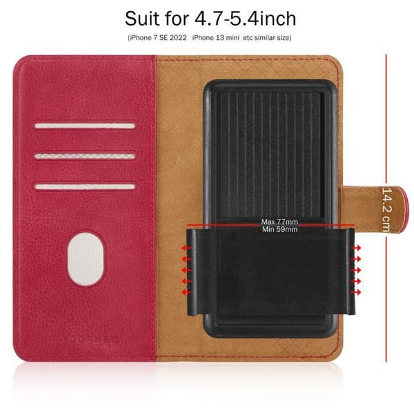 Etui för iPhone 13 MINI Fodral i RÖD Plånboks Skydd Röd