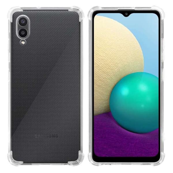 Transparent stötsäker silikonfodral för Samsung Galaxy A02 / M02 Vit