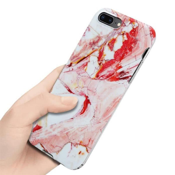 Fodral för Apple iPhone 7 PLUS / 7S PLUS / 8 PLUS Fodral i vit rosa marmor nr 20 Fodral Skydd Silikon TPU-plånbok Vit, Rosa