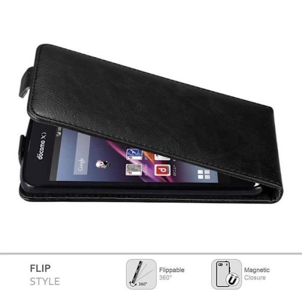 Coque - CADORABO - Sony Xperia Z1 COMPACT - Syntetiskt läder - Magnetstängning - Elegant Svart