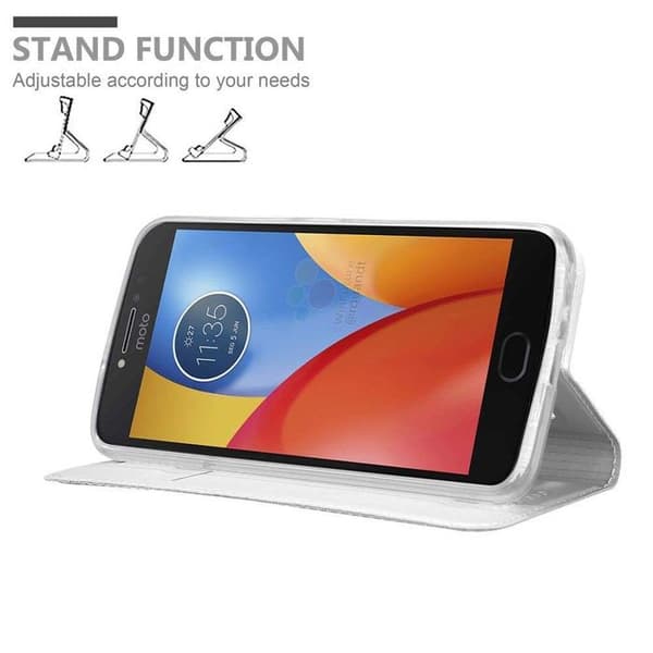 Flip-fodral för Motorola MOTO E4 i CLASSY SILVER Plånbok Stötsäker Grå