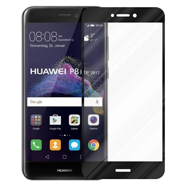 Härdat glas för Huawei P8 LITE 2017 TRANSP, SVART skyddsfilm Huawei P8 LITE 2017 helskärm Huawei P8 LITE 2017 härdat
