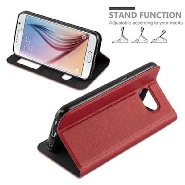 Samsung Galaxy S6 Fodral i SAFFRAN RÖTT från Cadorabo (Design VIEW) Helt skyddsfodral med flip flik, horisontellt stativ