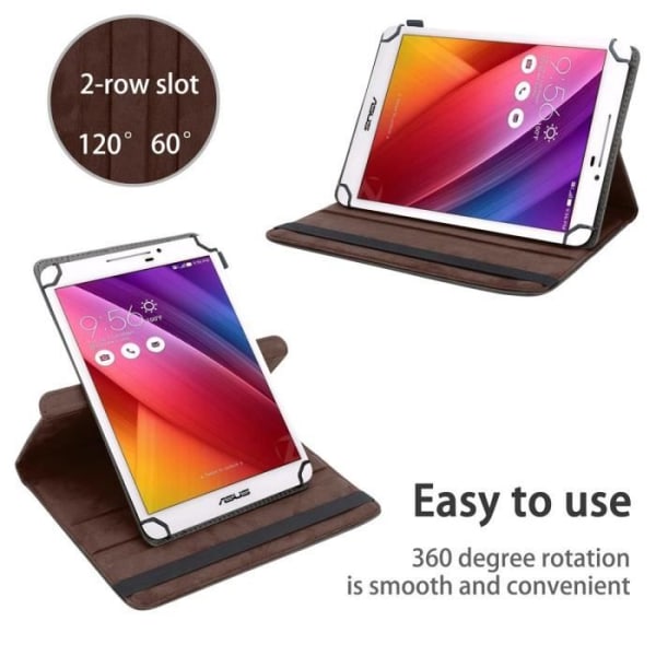 Cadorabo Tablet Case för Asus ZenPad 7.0 (7.0 Zoll) i brunt 360 graders skyddsfodral Stativ i konstläder