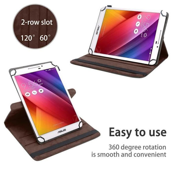 Tablettfodral - CADORABO - ZenPad 7.0 - Läderimitation - 360° skydd - Stativfunktion Brun