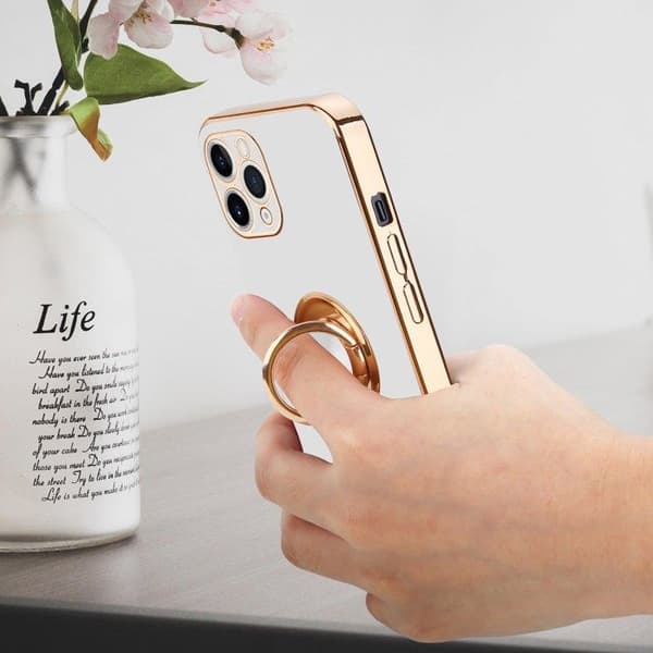 iPhone 11 PRO MAX Glansig Vit - Guld med kameraskydd Vit