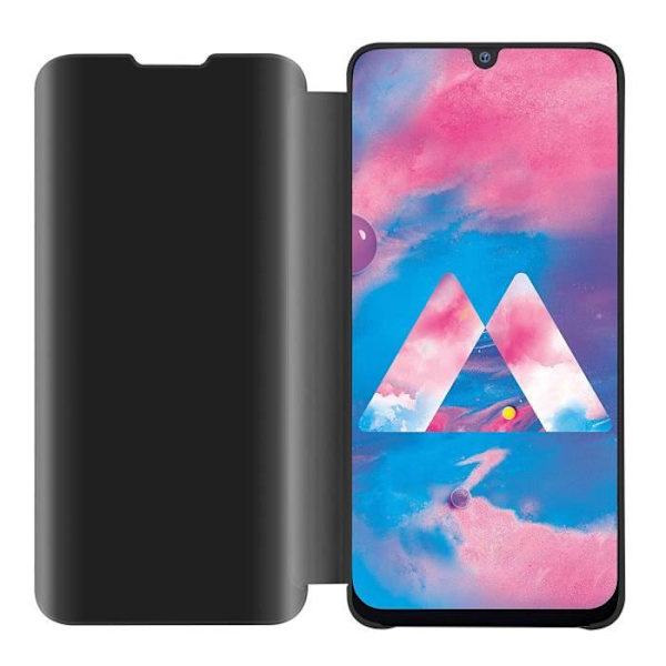 Cadorabo Fodral för Samsung Galaxy M30 / A40s i SVART TOURMALINE Clear View Spegelskyddsskydd 360 graders skydd Svart turmalin