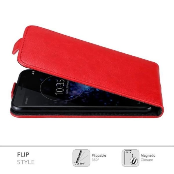 Cadorabo Fodral till Sony Xperia XZ2 COMPACT - i rött - Flip Style Skyddsfodral med magnetlås
