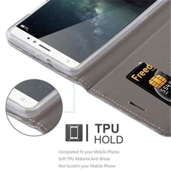 Cadorabo Huawei MATE S Fodral i LJUSGRÅ BRUNT TYG-Faux läder Magnetisk Fodral Fodral med stativ och kortplats