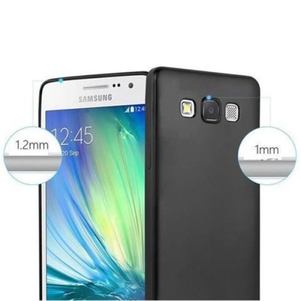 Samsung Galaxy A5 2015 Fodral (5) METALLIC SVART Cadorabo MATT METALLIC TPU Silikonskydd Fodral Skal Ultra Slim Bumper