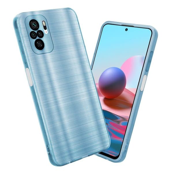 Skyddsfodral för Xiaomi RedMi NOTE 10 4G / RedMi NOTE 10S Borstad Turkos Kameraskydd Blå