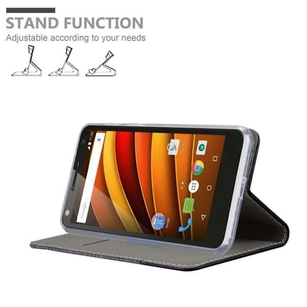 Fodral för Motorola MOTO X3 - CADORABO - Grå Svart - Syntetläder - Magnetstängning - Book-style fodral Mörkgrå