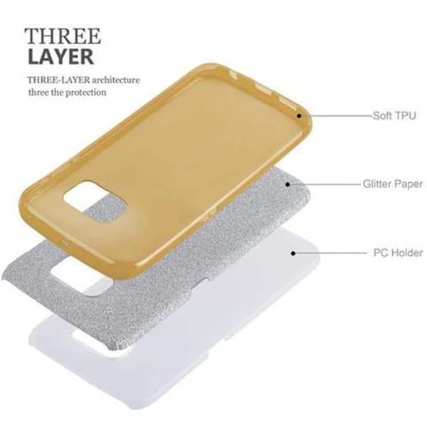 Skyddsskal för Samsung Galaxy S6 EDGE GULDSTJÄRNE DUST Glittrande Glitter Gul
