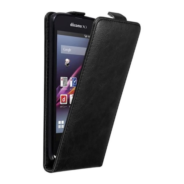 Coque - CADORABO - Sony Xperia Z1 COMPACT - Syntetiskt läder - Magnetstängning - Elegant Svart