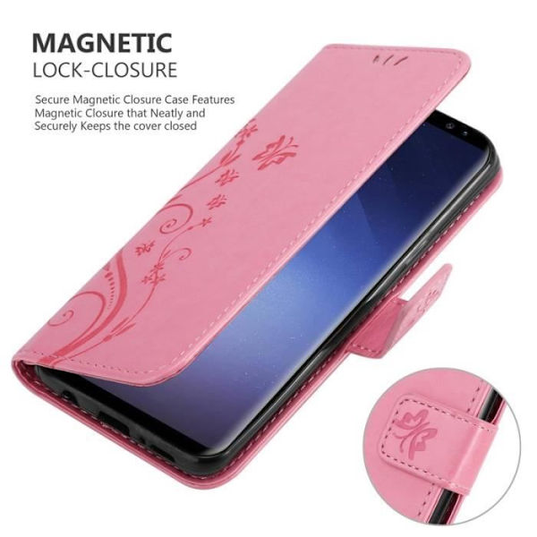 Fodral till Samsung Galaxy S9 - CADORABO - Blommönster - Imiterat läder - 3 kortplatser - Praktiskt stöd Rosa